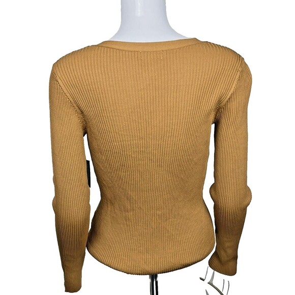 Leith Henley V-Neck Sweater Medium NWT Neutral Ribbed Pullover Soft Knit Cottage - Picture 3 of 4